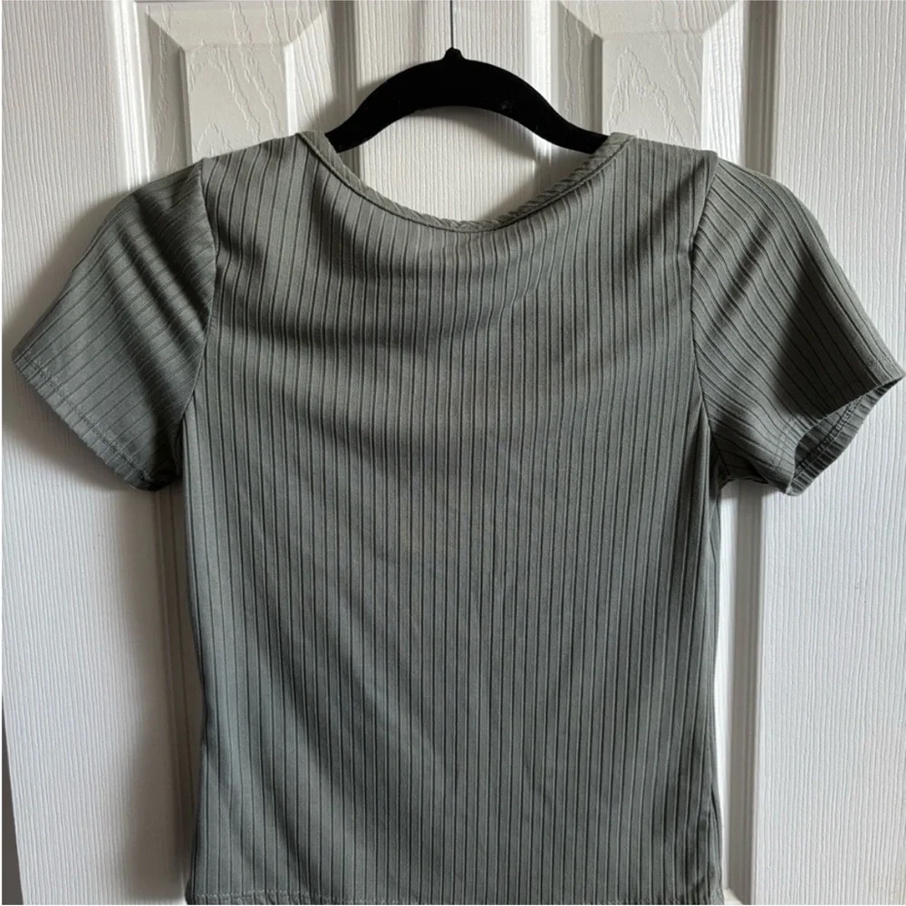 Olivia Rae Ribbed Knit Top in Soft Green - Picture 4 of 6
